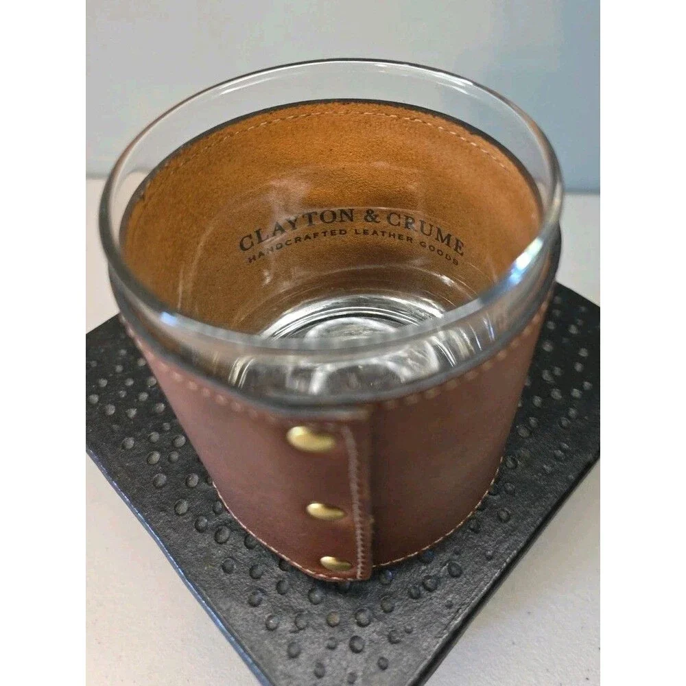 Clayton & Crume Leather Wrapped Rocks Glass w/ Larceny Bourbon Logo